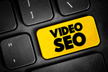 Poster - Video Seo text button on keyboard, concept background