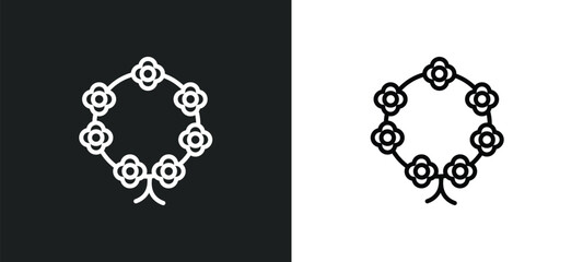 Poster - crown of flowers line icon in white and black colors. crown of flowers flat vector icon from crown of flowers collection for web, mobile apps and ui.