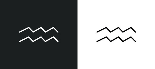 Poster - aquarius line icon in white and black colors. aquarius flat vector icon from aquarius collection for
