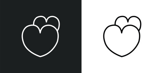 Sticker - hearts line icon in white and black colors. hearts flat vector icon from hearts collection for web, mobile apps and ui.