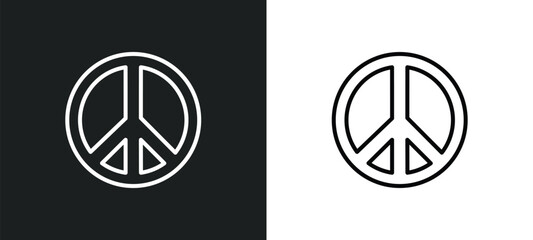 Poster - hippie line icon in white and black colors. hippie flat vector icon from hippie collection for web, 