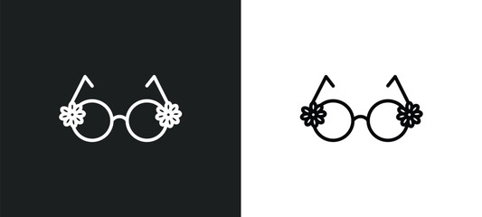 Poster - round eyeglasses line icon in white and black colors. round eyeglasses flat vector icon from round eyeglasses collection for web, mobile apps and ui.