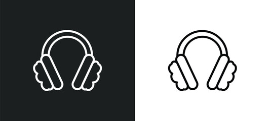 Aufkleber - earmuffs line icon in white and black colors. earmuffs flat vector icon from earmuffs collection for web, mobile apps and ui.