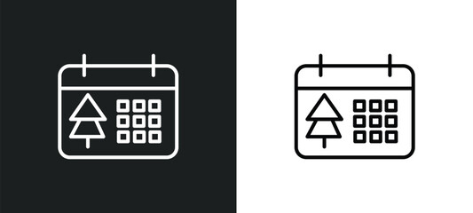 Poster - christmas day line icon in white and black colors. christmas day flat vector icon from christmas day collection for web, mobile apps and ui.