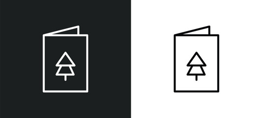 Poster - christmas card line icon in white and black colors. christmas card flat vector icon from christmas card collection for web, mobile apps and ui.