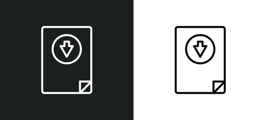 Aufkleber - downloading file line icon in white and black colors. downloading file flat vector icon from downloa