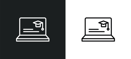 Poster - looking for students line icon in white and black colors. looking for students flat vector icon from