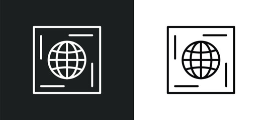 Poster - world wide web on grid line icon in white and black colors. world wide web on grid flat vector icon 