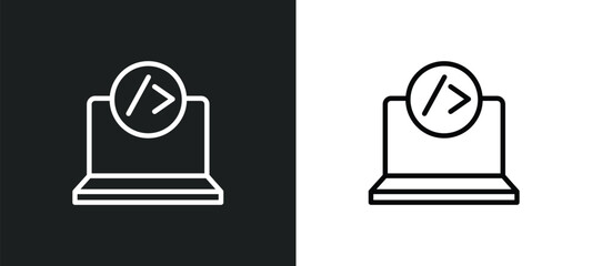 Poster - closing line icon in white and black colors. closing flat vector icon from closing collection for web, mobile apps and ui.