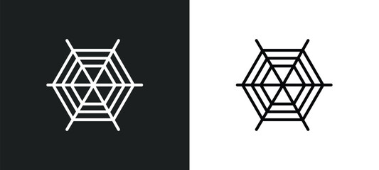 Poster - cobweb and spider line icon in white and black colors. cobweb and spider flat vector icon from cobweb spider collection for web, mobile apps ui.