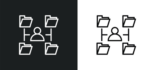 Poster - multitasking man line icon in white and black colors. multitasking man flat vector icon from multitasking man collection for web, mobile apps and ui.