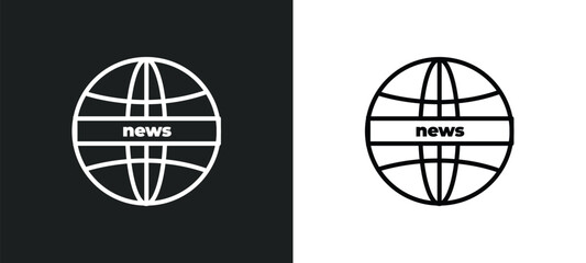 Poster - news line icon in white and black colors. news flat vector icon from news collection for web, mobile apps and ui.