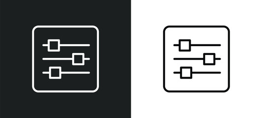Poster - sliders line icon in white and black colors. sliders flat vector icon from sliders collection for web, mobile apps and ui.