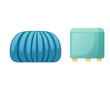 © Alfmaler - Set of two pouf soft furniture for sitting or for footrest vector illustration isolated on white background