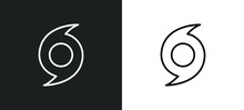 Hurricane Line Icon In White And Black Colors. Hurricane Flat Vector Icon From Hurricane Collection For Web, Mobile Apps And Ui.