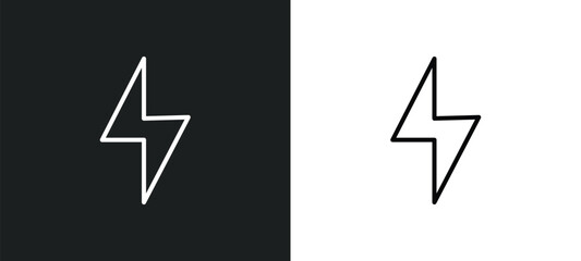 Poster - lightning line icon in white and black colors. lightning flat vector icon from lightning collection for web, mobile apps and ui.