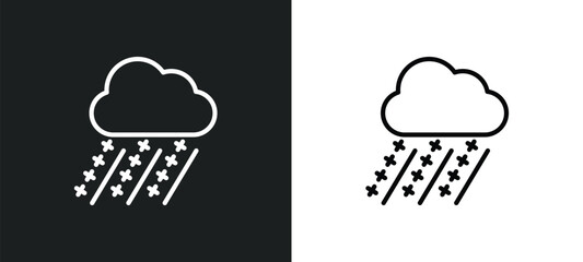 Poster - hailstorm line icon in white and black colors. hailstorm flat vector icon from hailstorm collection for web, mobile apps and ui.