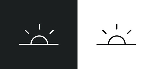 Poster - sunrise line icon in white and black colors. sunrise flat vector icon from sunrise collection for we