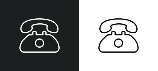Poster - telephone call line icon in white and black colors. telephone call flat vector icon from telephone call collection for web, mobile apps and ui.