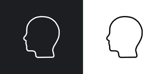 Poster - head line icon in white and black colors. head flat vector icon from head collection for web, mobile