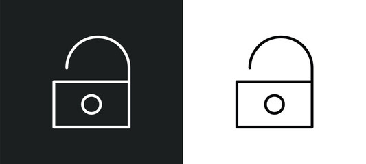 Poster - unblocked line icon in white and black colors. unblocked flat vector icon from unblocked collection for web, mobile apps and ui.