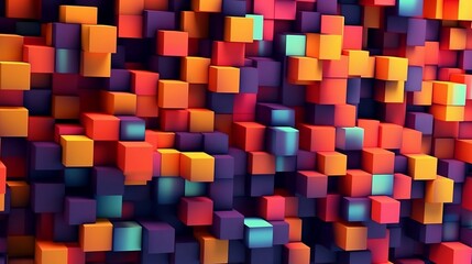 Wall Mural - Colorful cubes abstract geometric background. Ai generative