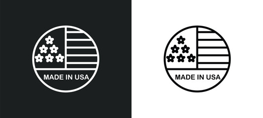 Poster - made in usa line icon in white and black colors. made in usa flat vector icon from made usa collection for web, mobile apps and ui.