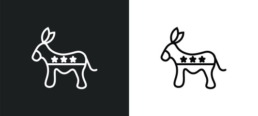 Poster - democrat line icon in white and black colors. democrat flat vector icon from democrat collection for web, mobile apps and ui.