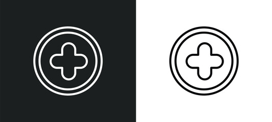 Poster - plus button line icon in white and black colors. plus button flat vector icon from plus button collection for web, mobile apps and ui.