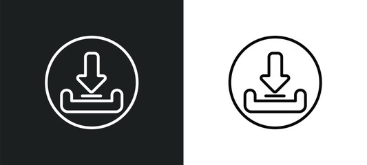 Poster - download arrow with bar line icon in white and black colors. download arrow with bar flat vector icon from download arrow with bar collection for web, mobile apps and ui.
