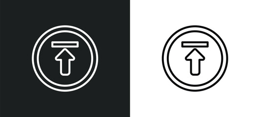 Poster - upload arrow with bar line icon in white and black colors. upload arrow with bar flat vector icon from upload arrow with bar collection for web, mobile apps and ui.