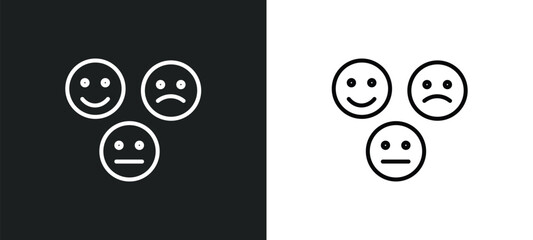 emot line icon in white and black colors. emot flat vector icon from emot collection for web, mobile apps and ui.