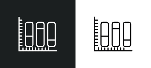 Poster - vertical data bars line icon in white and black colors. vertical data bars flat vector icon from vertical data bars collection for web, mobile apps and ui.
