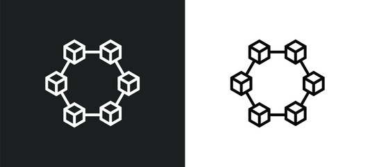 Poster - data interconnected line icon in white and black colors. data interconnected flat vector icon from data interconnected collection for web, mobile apps and ui.