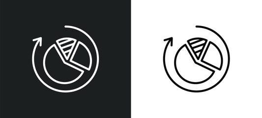 Poster - reload pie chart line icon in white and black colors. reload pie chart flat vector icon from reload pie chart collection for web, mobile apps and ui.