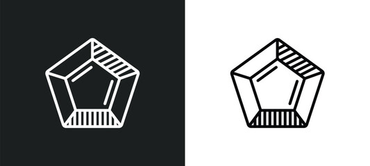 Poster - pentagonal chart line icon in white and black colors. pentagonal chart flat vector icon from pentagonal chart collection for web, mobile apps and ui.