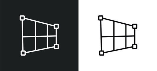 Poster - crop perspective line icon in white and black colors. crop perspective flat vector icon from crop perspective collection for web, mobile apps and ui.