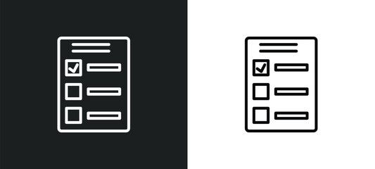 Poster - test quiz line icon in white and black colors. test quiz flat vector icon from test quiz collection for web, mobile apps and ui.