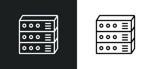 Poster - disk storage line icon in white and black colors. disk storage flat vector icon from disk storage co
