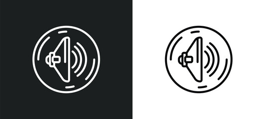Poster - round volume button line icon in white and black colors. round volume button flat vector icon from round volume button collection for web, mobile apps and ui.