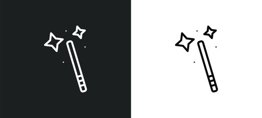 Aufkleber - magic wand button line icon in white and black colors. magic wand button flat vector icon from magic wand button collection for web, mobile apps and ui.