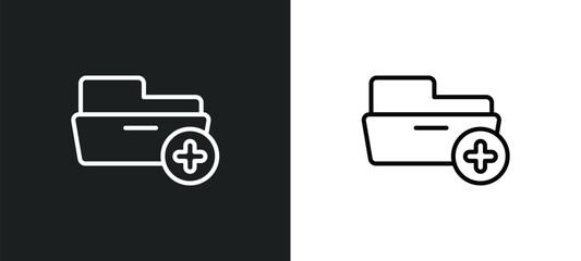 Poster - add folder button line icon in white and black colors. add folder button flat vector icon from add folder button collection for web, mobile apps and ui.