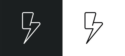 Poster - lightning flash line icon in white and black colors. lightning flash flat vector icon from lightning flash collection for web, mobile apps and ui.