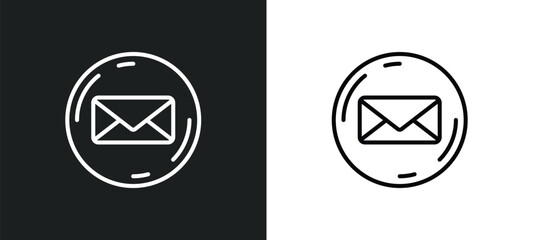Poster - email envelope button line icon in white and black colors. email envelope button flat vector icon from email envelope button collection for web, mobile apps and ui.