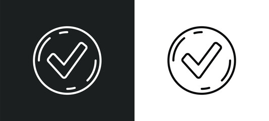 Poster - tick box line icon in white and black colors. tick box flat vector icon from tick box collection for web, mobile apps and ui.