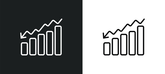 Poster - decreasing bars chart line icon in white and black colors. decreasing bars chart flat vector icon from decreasing bars chart collection for web, mobile apps and ui.