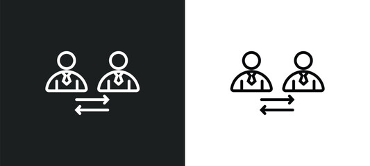 Poster - user exchange line icon in white and black colors. user exchange flat vector icon from user exchange collection for web, mobile apps and ui.