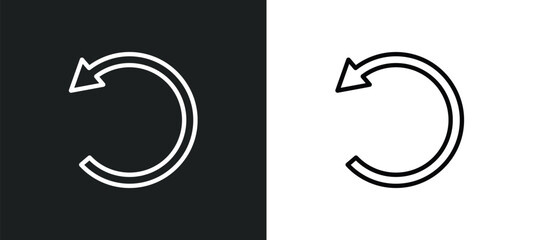Poster - rotate left line icon in white and black colors. rotate left flat vector icon from rotate left collection for web, mobile apps and ui.