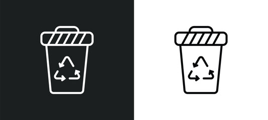 Wall Mural - recycling container line icon in white and black colors. recycling container flat vector icon from recycling container collection for web, mobile apps and ui.