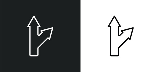 Poster - detour line icon in white and black colors. detour flat vector icon from detour collection for web, 